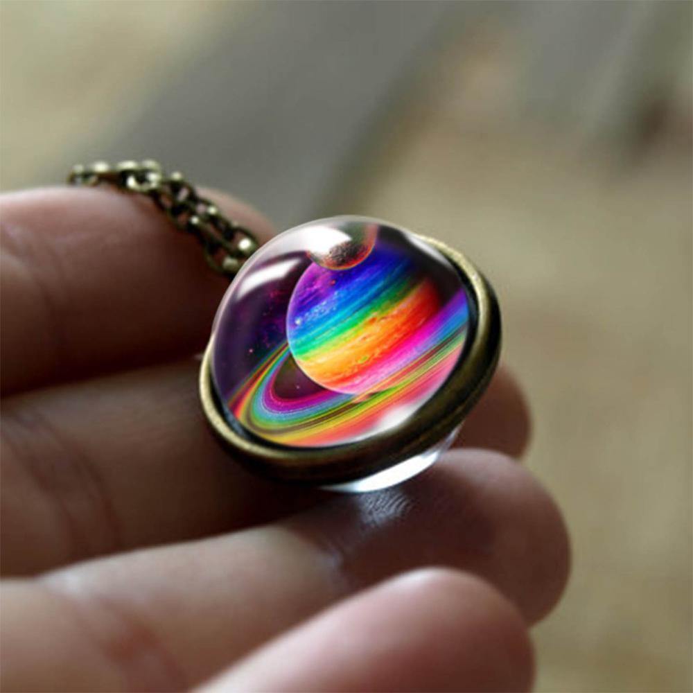 Galaxy Pendant Necklace Galaxy Necklace Solar System Necklace Galaxy Galaxy Jewellery Colorful - soufeelus