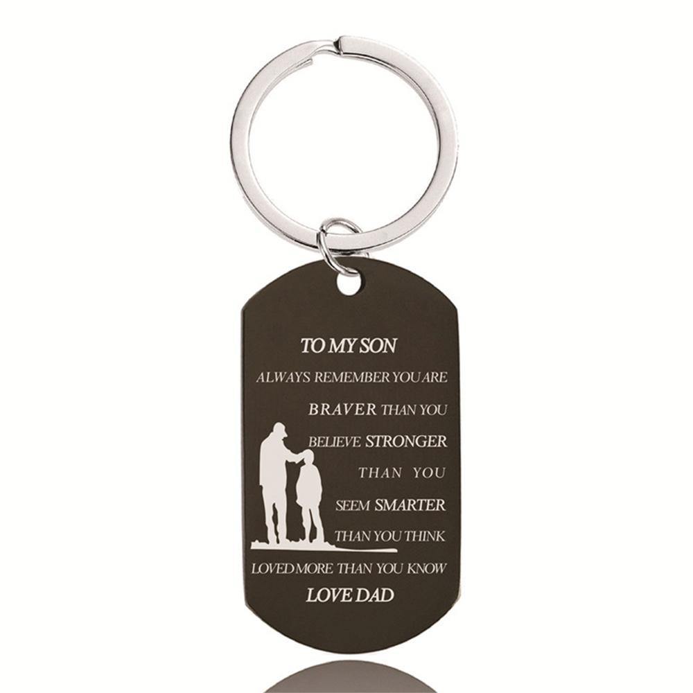 TO MY SON Keychain Black Color Christmas Gifts - yournamenecklace