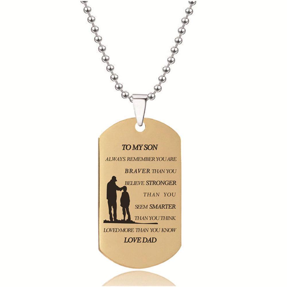 TO MY SON Necklace Golden Color Love Dad