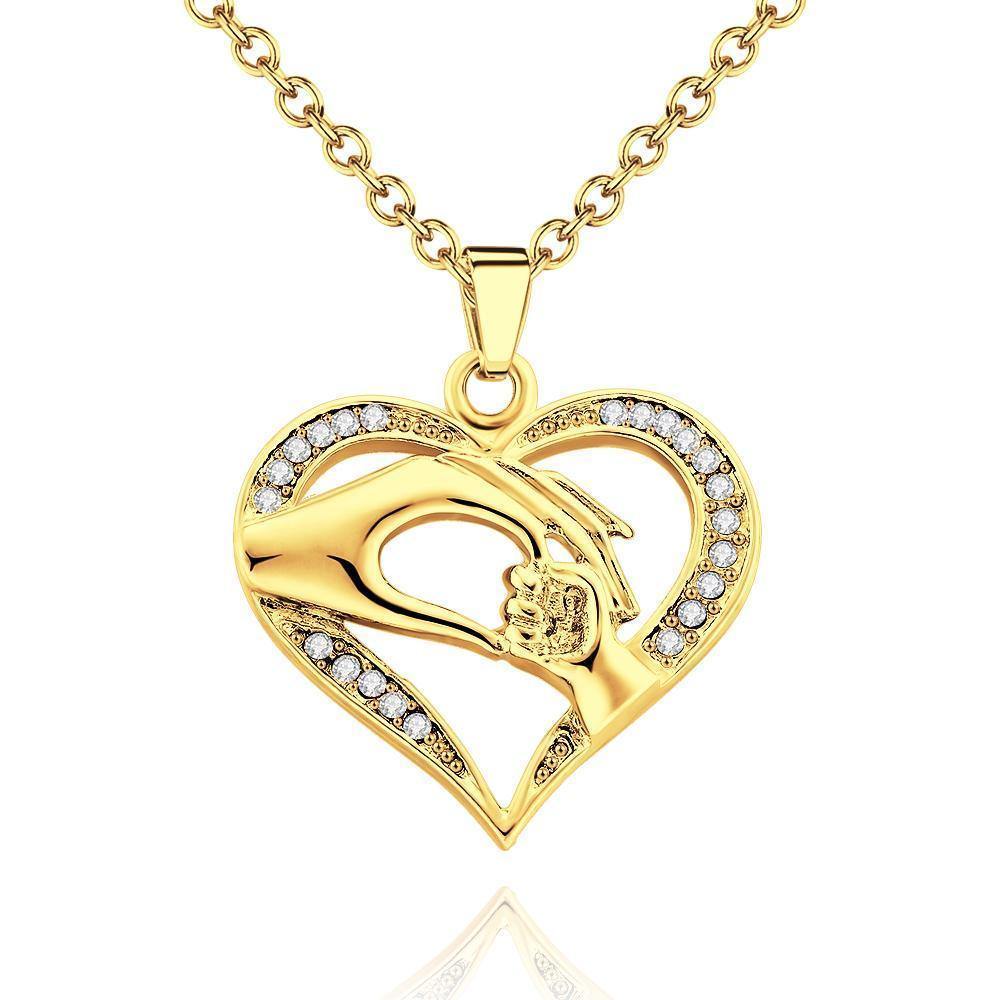 Creative Necklace Hand in Hand Heart Pendant Gold Gift - soufeelus