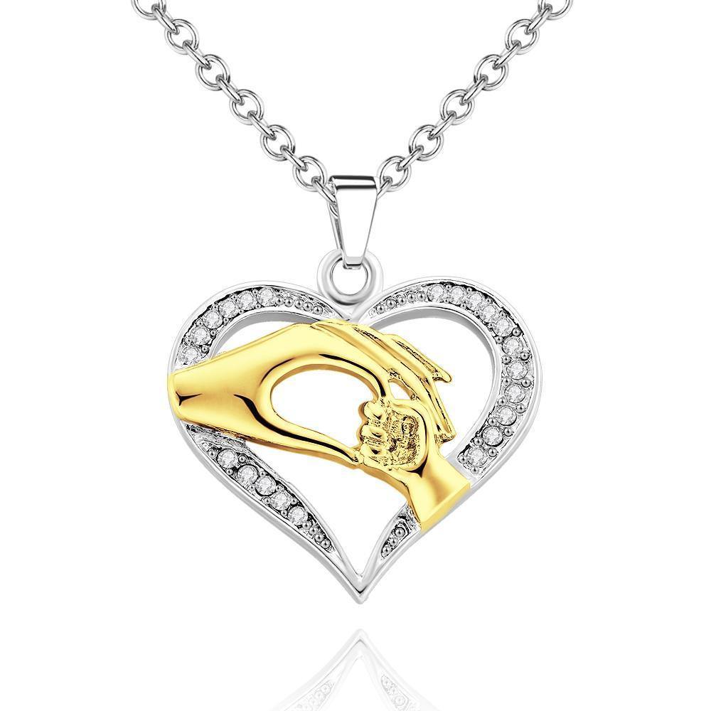 Creative Necklace Gold Hand in Hand Heart Pendant Gift - soufeelus