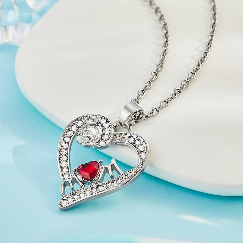 Creative Necklace Rose Flower Diamond Heart Pendant - soufeelus
