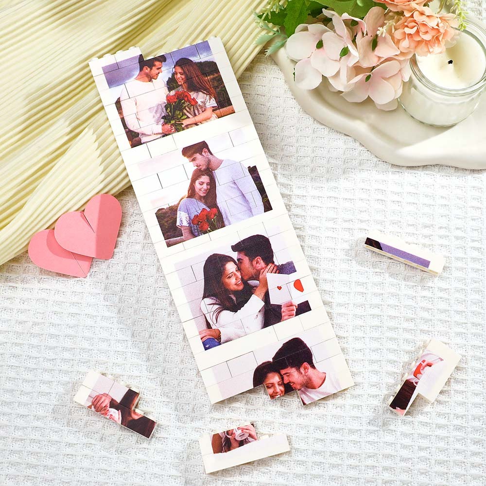 Custom Photo Building Block Puzzle Personalized Photo Square Brick Gift for couples - yournamenecklaceau