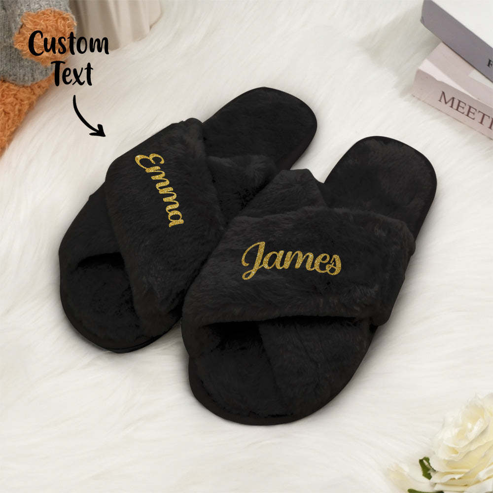 Custom Fluffy Slippers Fluffy Cross Slippers Bride Slippers Bridesmaid Gift - yournamenecklaceau