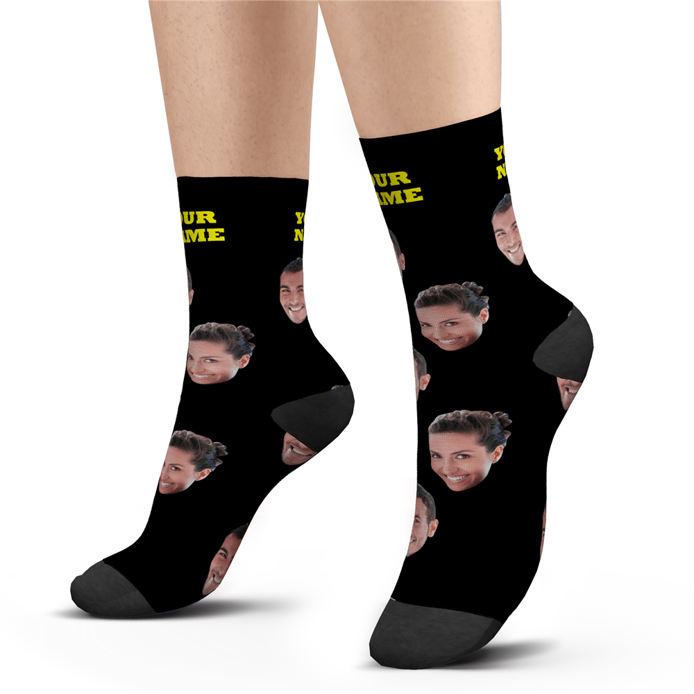 Christmas Gifts Personalized Photo Socks Custom Face Socks With Your Text 3D Preview Colorful Socks - NameNecklaceAU