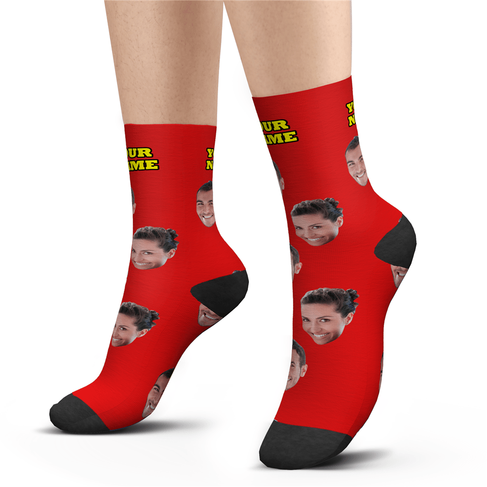 Christmas Gifts Personalized Photo Socks Custom Face Socks With Your Text 3D Preview Colorful Socks - NameNecklaceAU