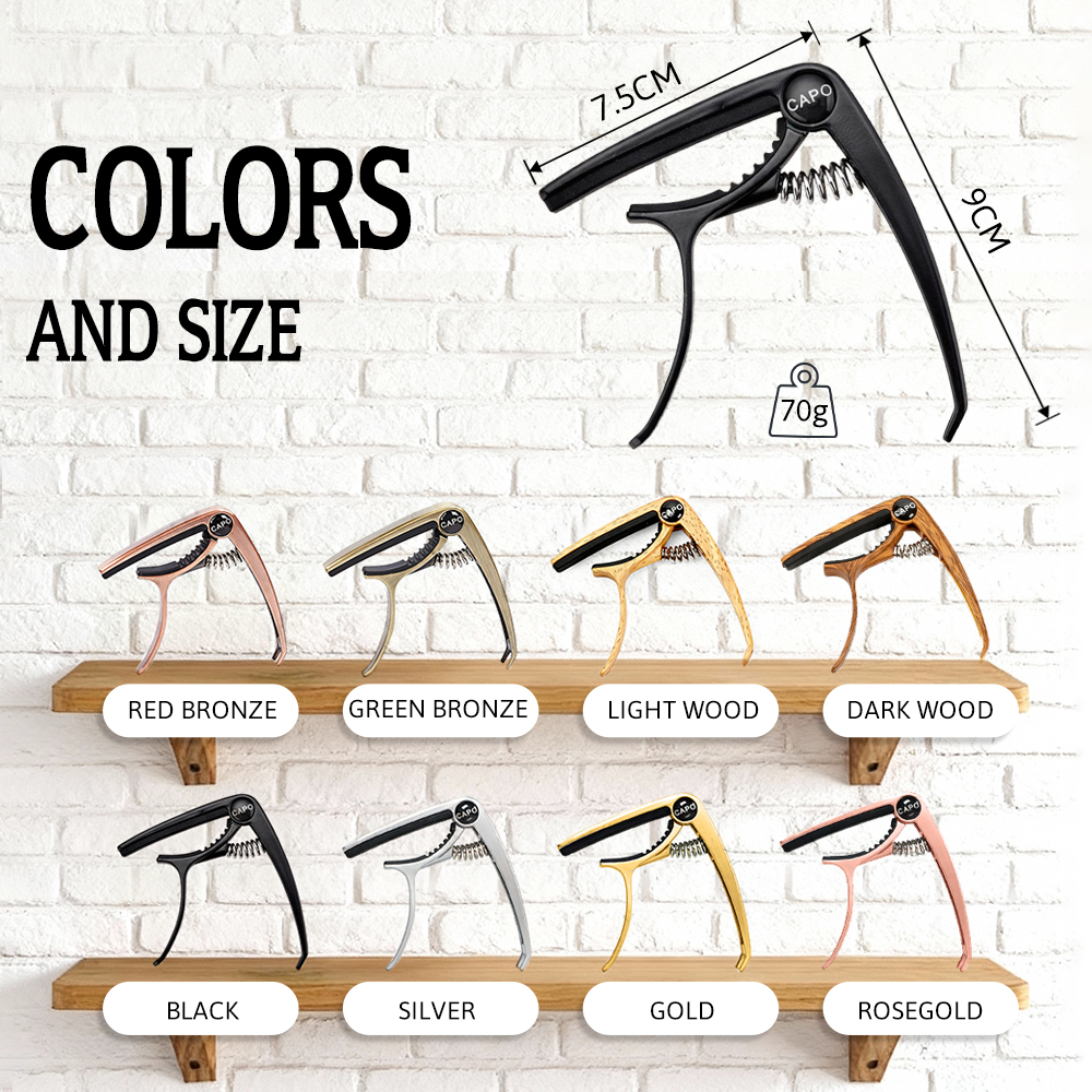 Personalized Metal Guitar Capo with Wood Grain, Custom Message, Engraved Guitar Pick, Birthday Gift, Fathers days Gift for Guitarists - NameNecklaceAU