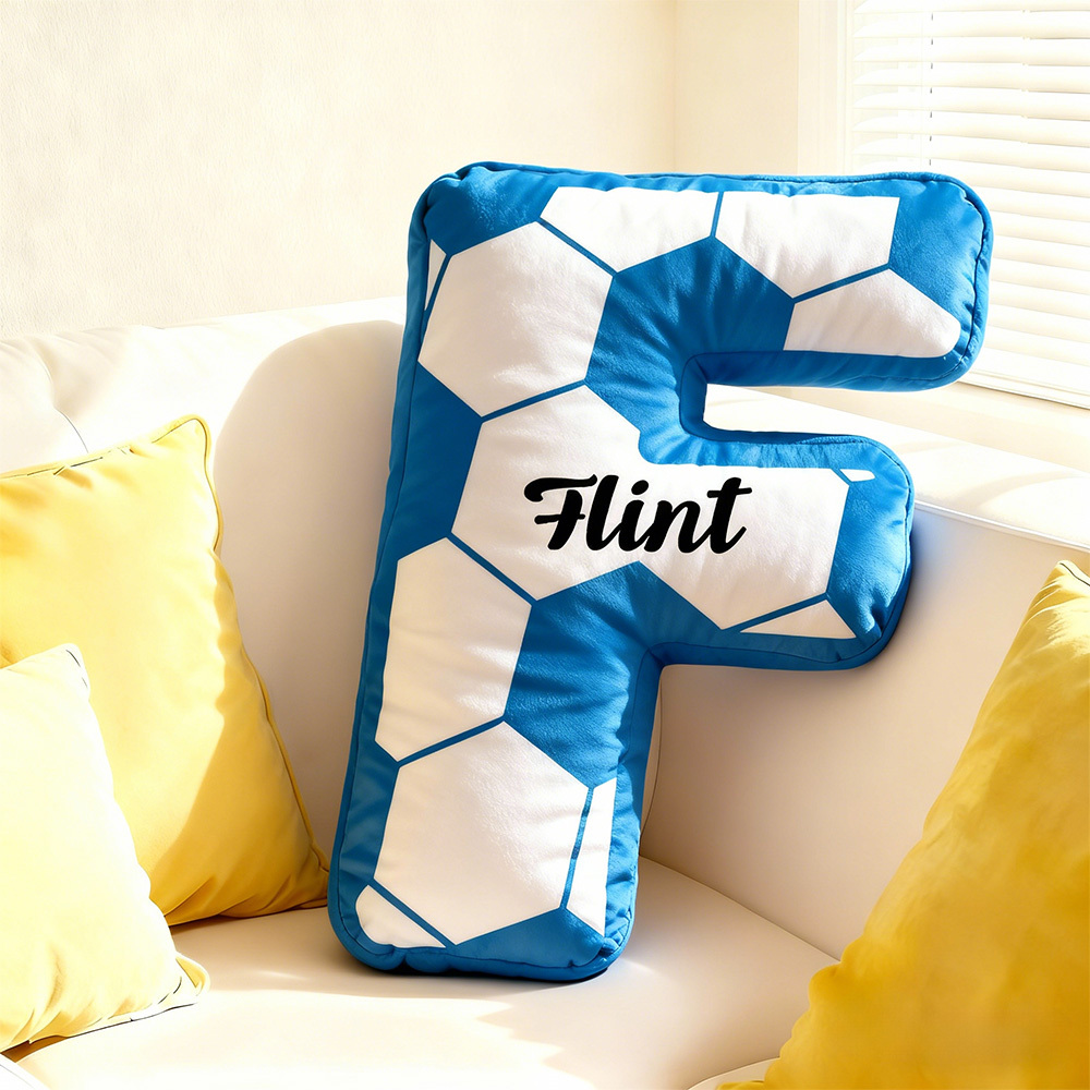 Personalized Soccer Ball Initial Letter Pillow Custom Monogram Sports Pillow Soccer Theme Throw Pillow Gift - NameNecklaceAU