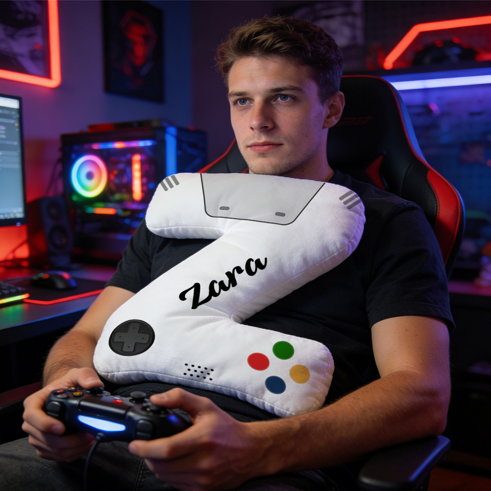Personalized Graphic 3D Print Controller Alphabet Shaped Pillow for Game Lovers Initial Pillow Christmas Gift for Kids