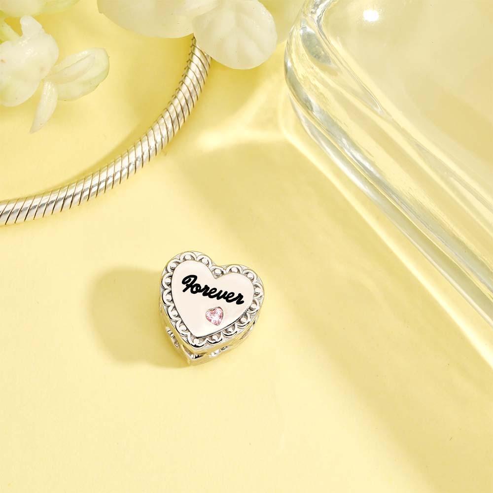 Custom Heart Photo Charm With Pink Zircon Heart Diamond Gifts For Her - yournamenecklaceau