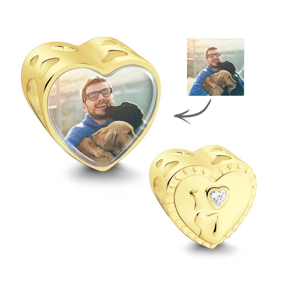 Heart Photo Charm With White Zircon I Love Pet Dog Theme Gifts For Pet Lovers - yournamenecklaceau