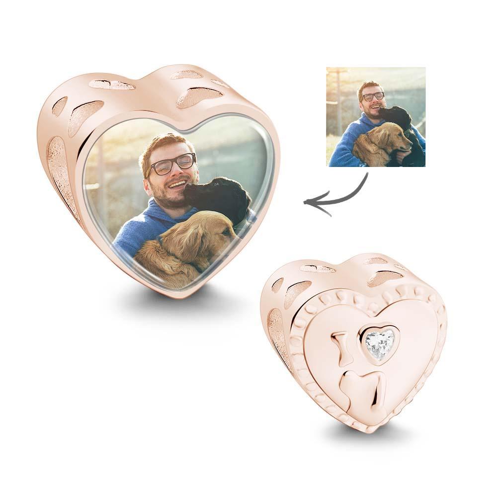 Heart Photo Charm With White Zircon I Love Pet Dog Theme Gifts For Pet Lovers - yournamenecklaceau