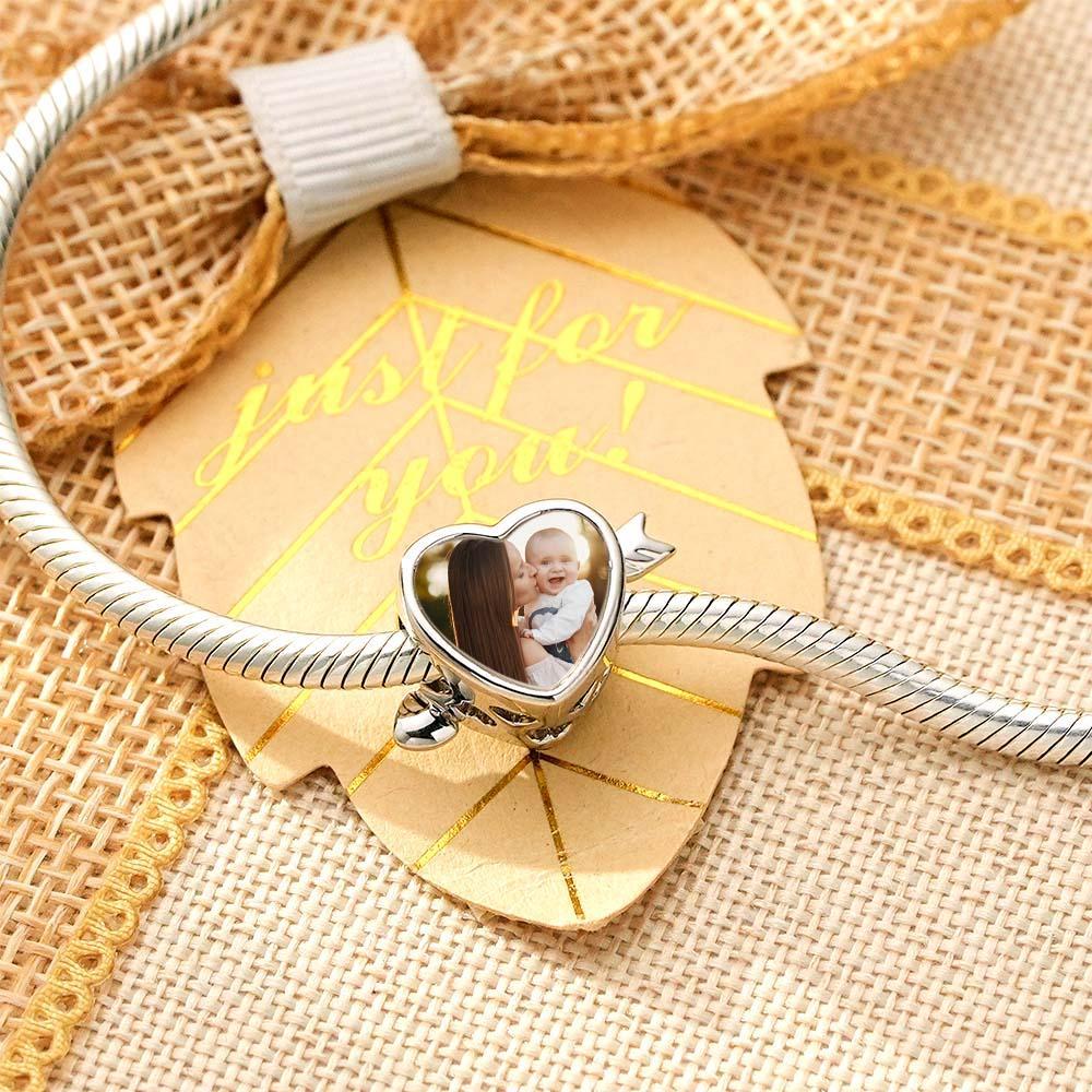 Custom Photo Charm Heart Arrow with Text Engraving on Back - yournamenecklaceau