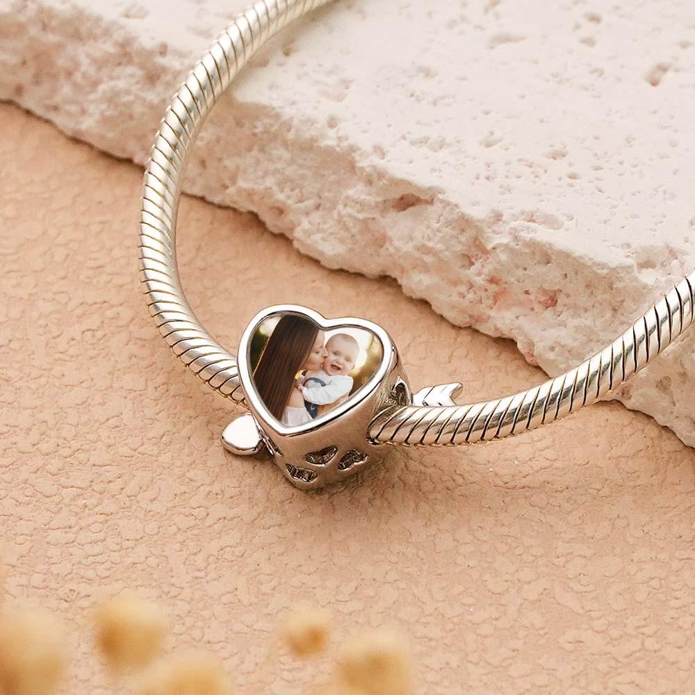 Custom Photo Charm Heart Arrow with Text Engraving on Back - yournamenecklaceau