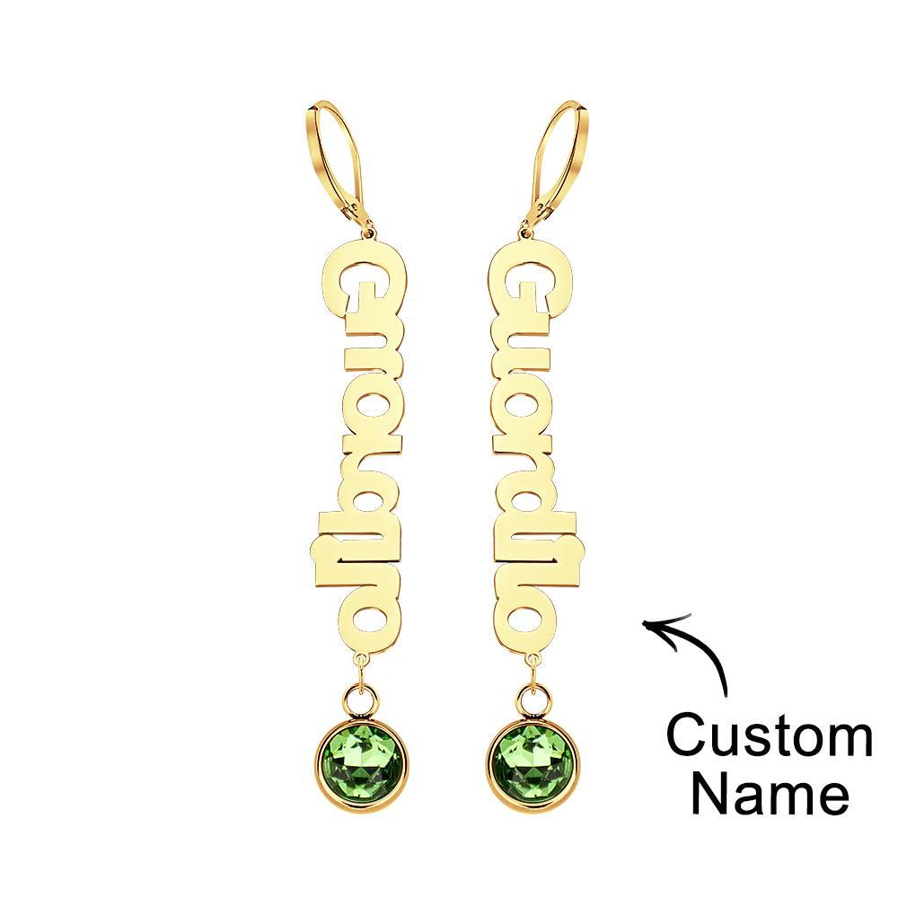 Custom Name Birthstone Earrings Simple Gifts for Girlfriend - yournamenecklaceau