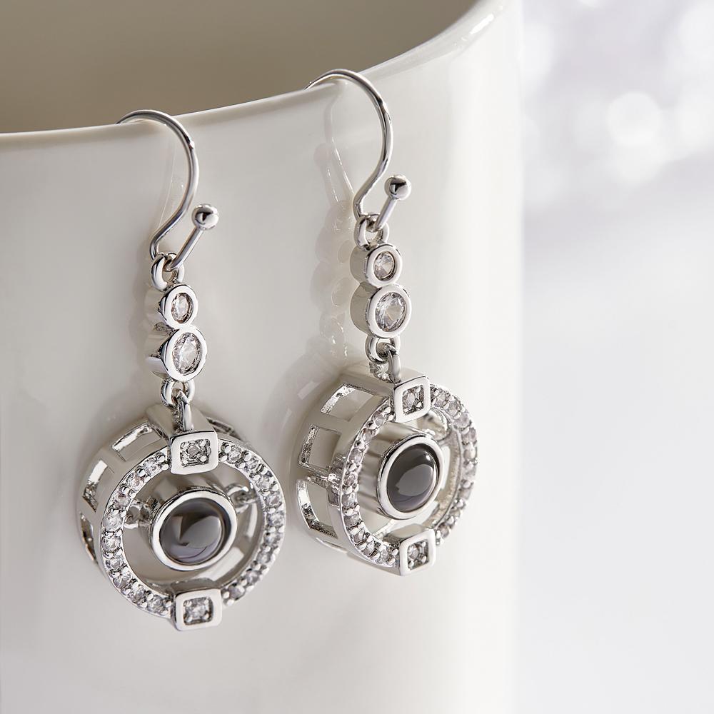 Custom Photo Projection Earring Elegant Diamond Gifts for Girl - yournamenecklaceau