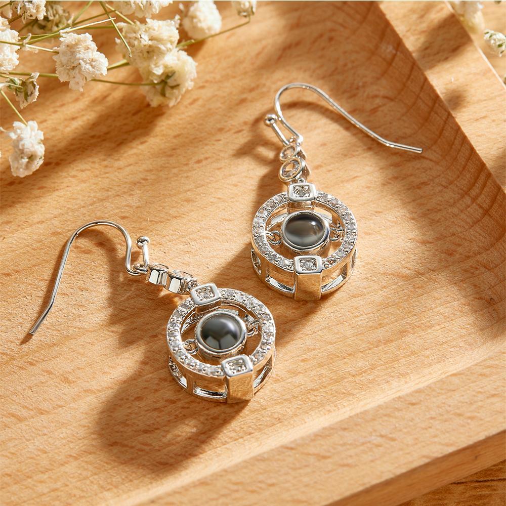 Custom Photo Projection Earring Elegant Diamond Gifts for Girl - yournamenecklaceau