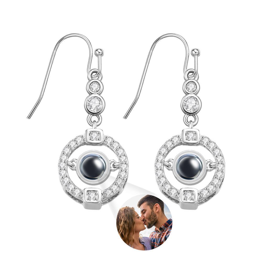 Custom Photo Projection Earring Elegant Diamond Gifts for Girl - yournamenecklaceau