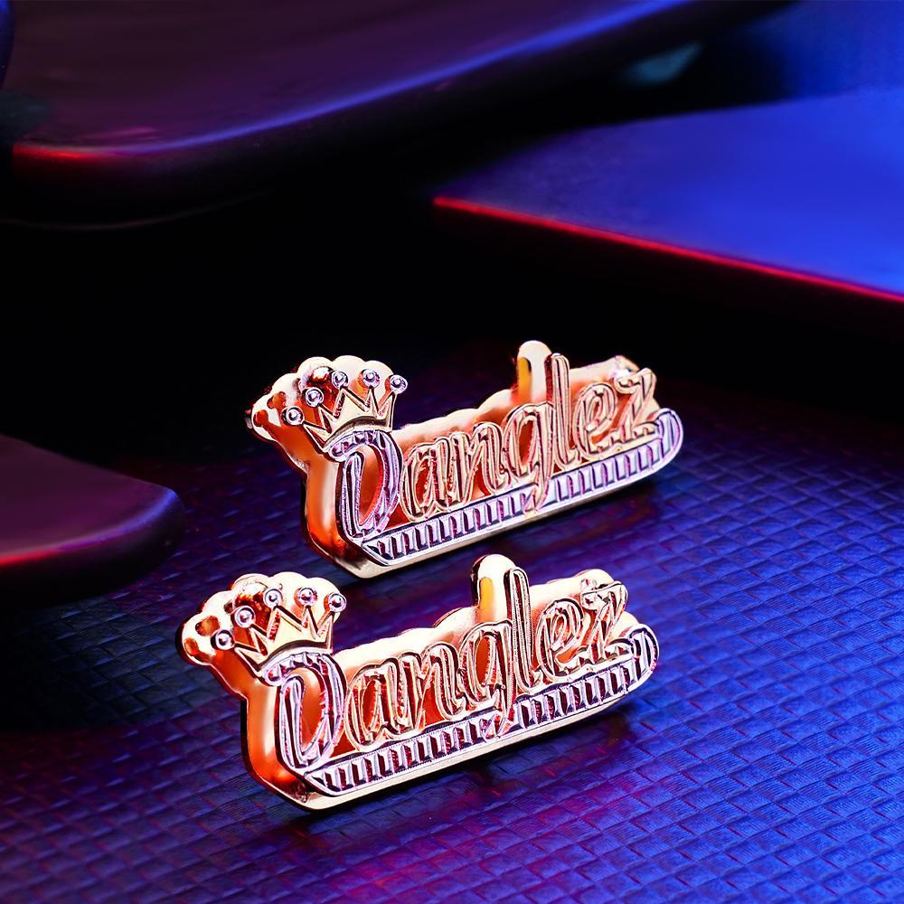 Personalized Crown Name Earrings Initial Name Hip Hop Earrings Trendy Jewelry Gift For Men - yournamenecklaceau