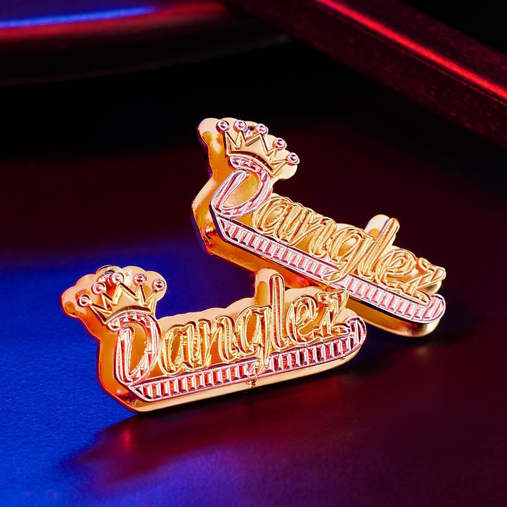 Personalized Crown Name Earrings Initial Name Hip Hop Earrings Trendy Jewelry Gift For Men - yournamenecklaceau