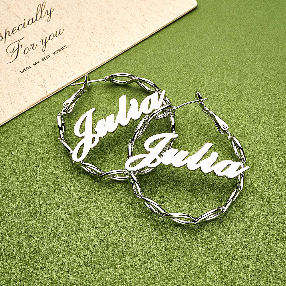Custom Name Earrings Dream And Persistent - yournamenecklaceau