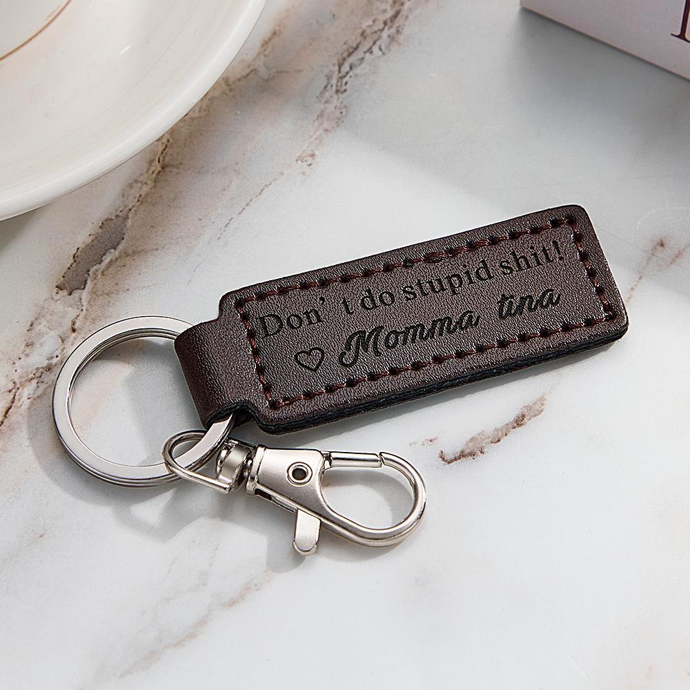 Custom Engraved Keychain Funny Personalized Leather Gifts - yournamenecklaceau