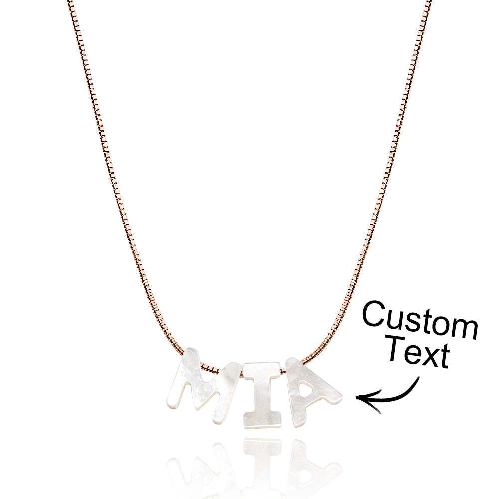 Mother of Pearl Name Necklace Custom Name Silver Necklace - yournamenecklaceau