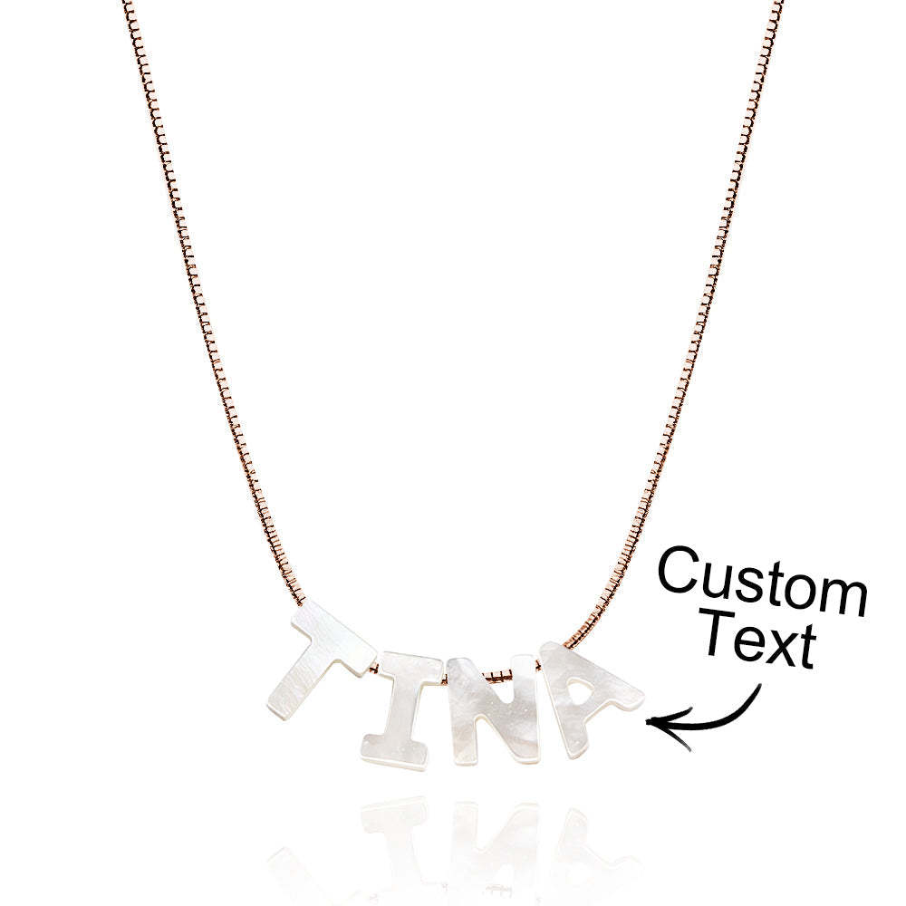 Mother of Pearl Name Necklace Custom Name Silver Necklace - yournamenecklaceau