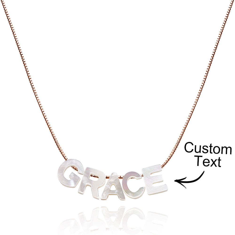 Mother of Pearl Name Necklace Custom Name Silver Necklace - yournamenecklaceau