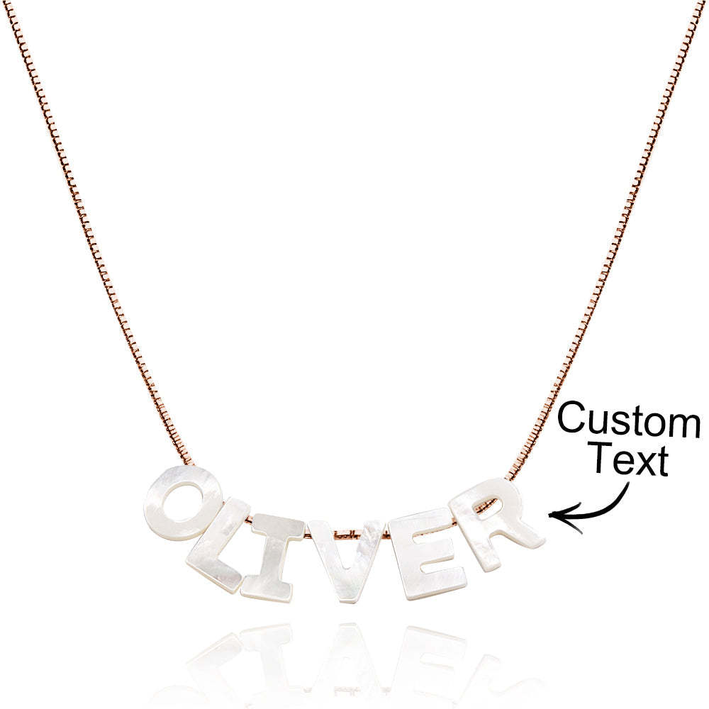 Mother of Pearl Name Necklace Custom Name Silver Necklace - yournamenecklaceau