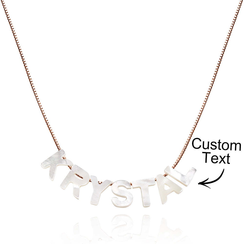 Mother of Pearl Name Necklace Custom Name Silver Necklace - yournamenecklaceau