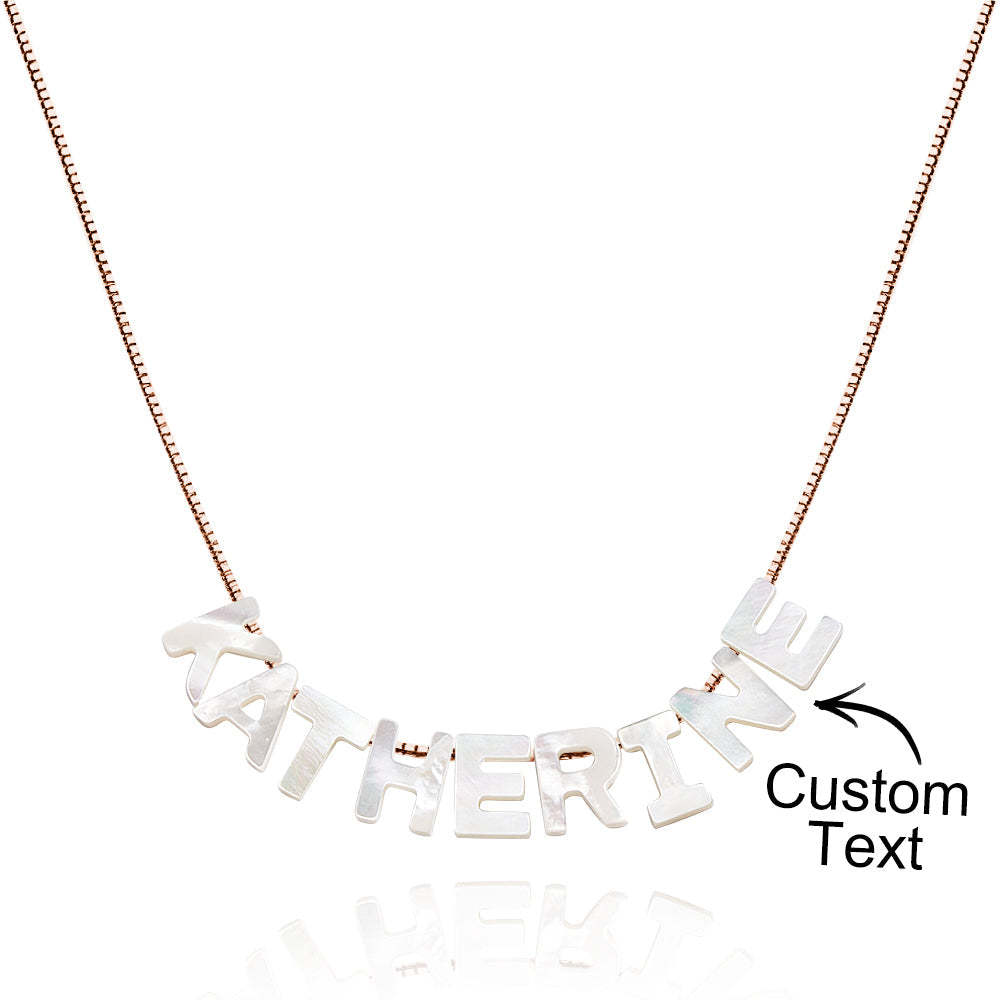 Mother of Pearl Name Necklace Custom Name Silver Necklace - yournamenecklaceau