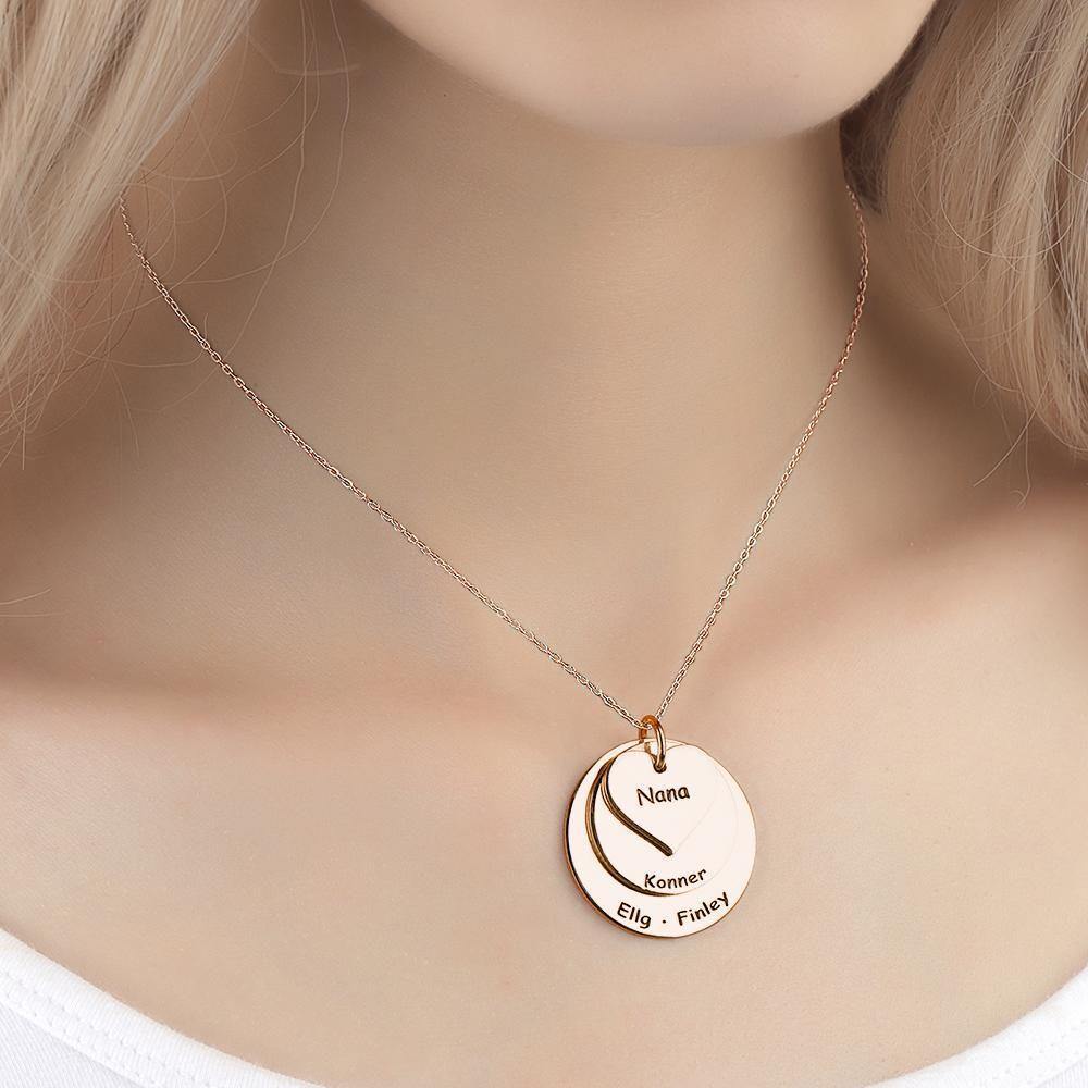 Engraved Necklace Disc Necklace Memorial Gifts Rose Gold Plated - soufeelus