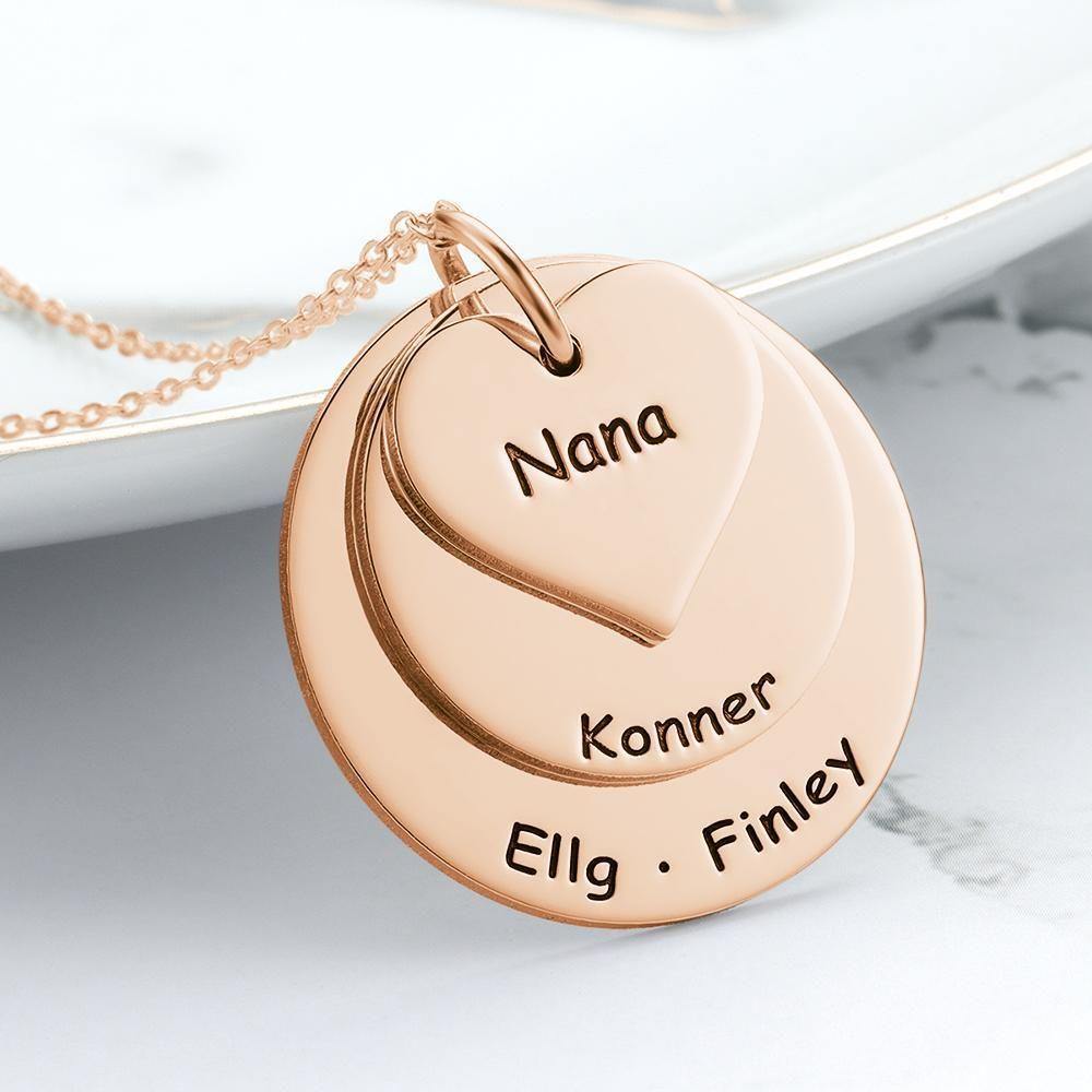 Engraved Necklace Disc Necklace Memorial Gifts Rose Gold Plated - soufeelus