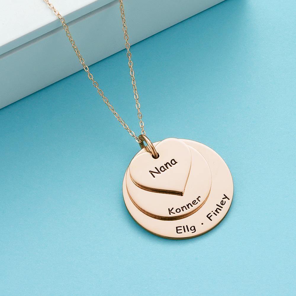 Engraved Necklace Disc Necklace Memorial Gifts Rose Gold Plated - soufeelus