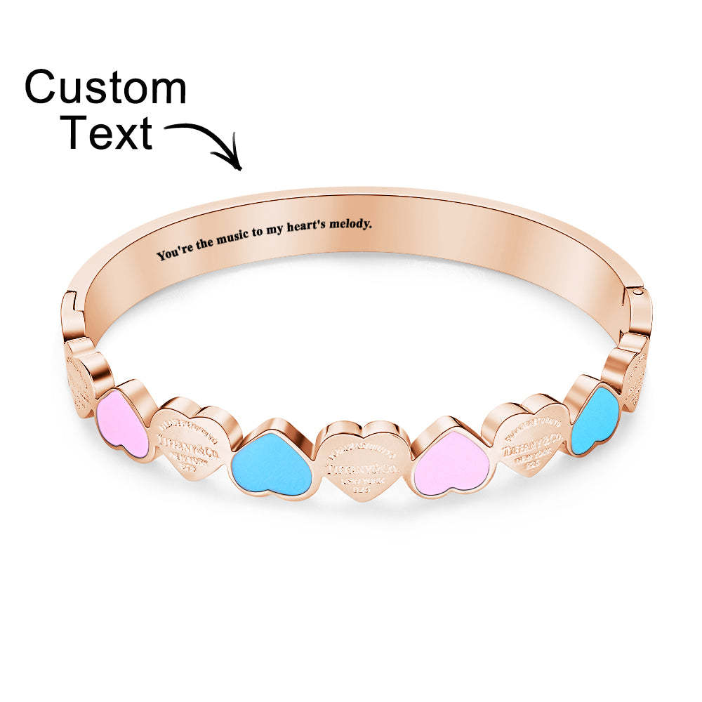 Engravable Peach Heart Bracelet Sweet Cute Colorful Bracelet Jewelry Gift For Her - yournamenecklaceau