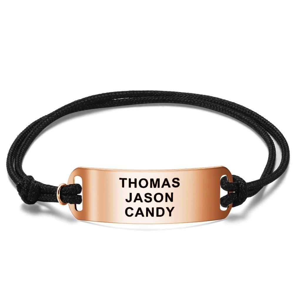 Engraved Leather Bracelet Custom Bracelet Bentcard Bracelet Gift for Men -14k Gold Plated