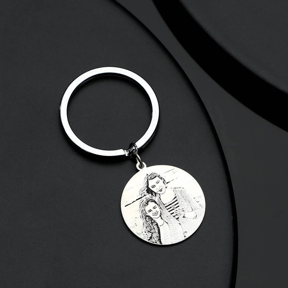 Round Photo Engraved Tag Key Chain Stainless Steel - yournamenecklace