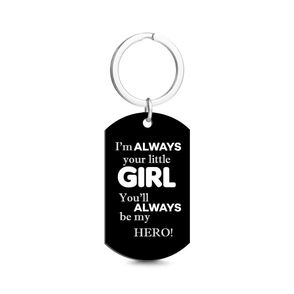 Photo Tag Keychain Dad always be my hero Gifts for Dad - yournamenecklace