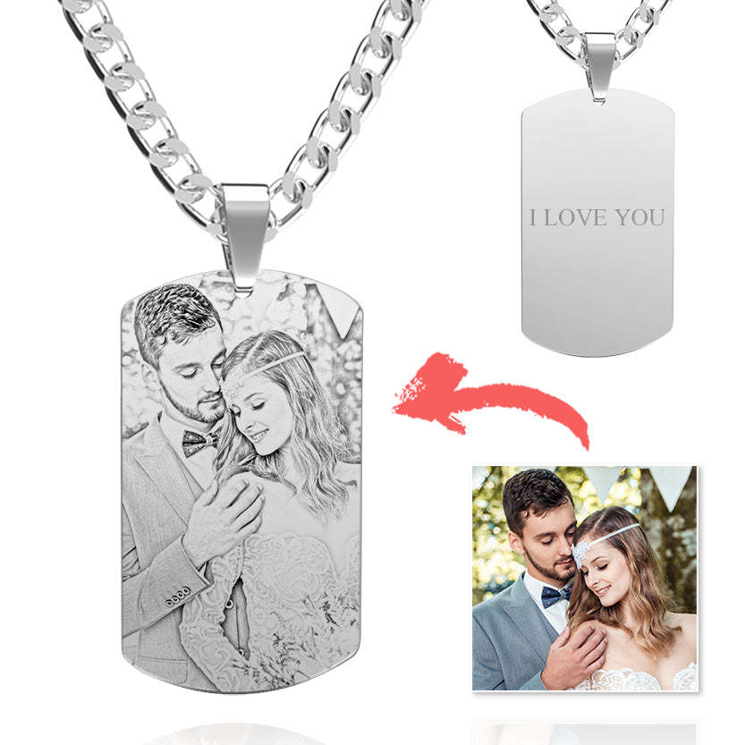 Men's Necklace Engraved Necklace Pesonalized Photo Necklace Wedding Gift For Husband - yournamenecklaceau