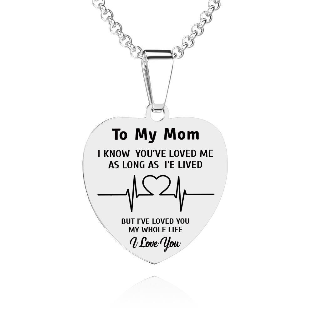 Photo Engraved Tag Necklace Heart-shaped with Engraving Stainless Steel Gifts for Mom - yournamenecklace