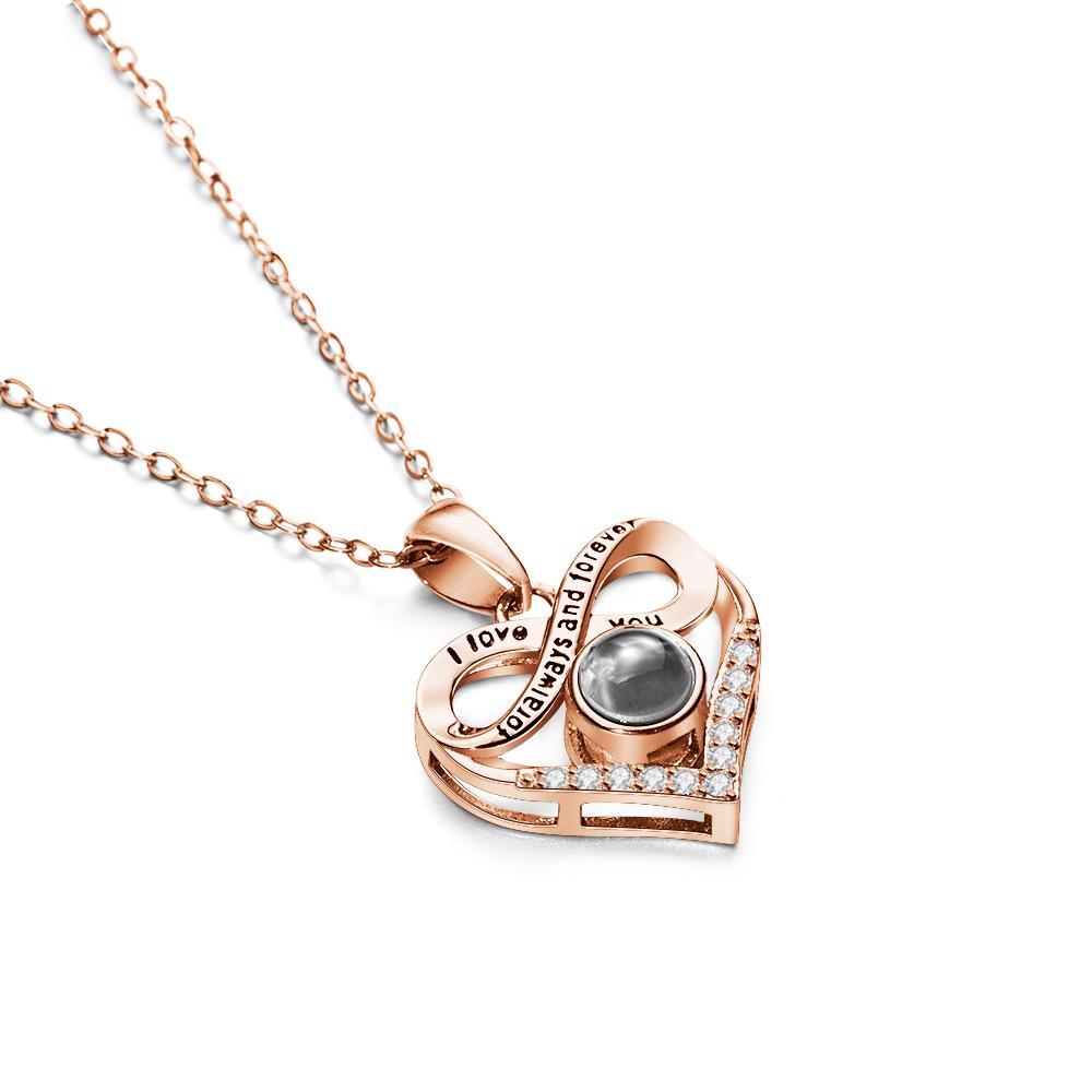 Custom Infinite Photo Projection Necklace Memorial Gift for Mom Infinity Love Necklace Personalized Picture Inside Jewelry - yournamenecklaceau
