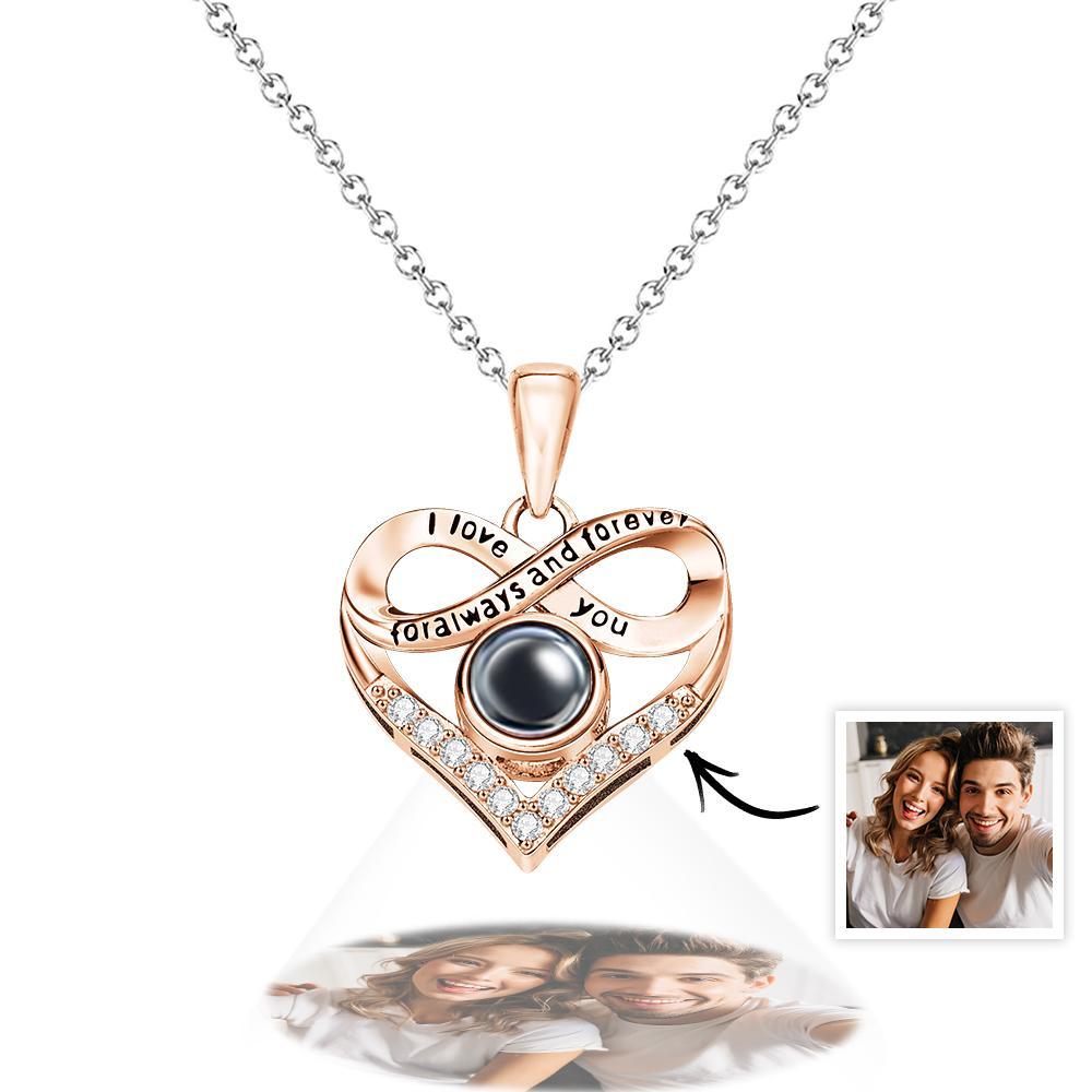Custom Infinite Photo Projection Necklace Memorial Gift for Mom Infinity Love Necklace Personalized Picture Inside Jewelry - yournamenecklaceau