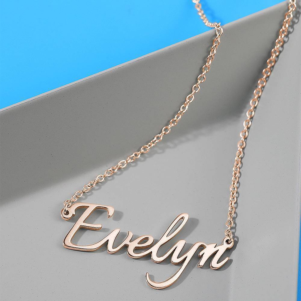 Personalized Name Necklace Rose Gold Plated Silver