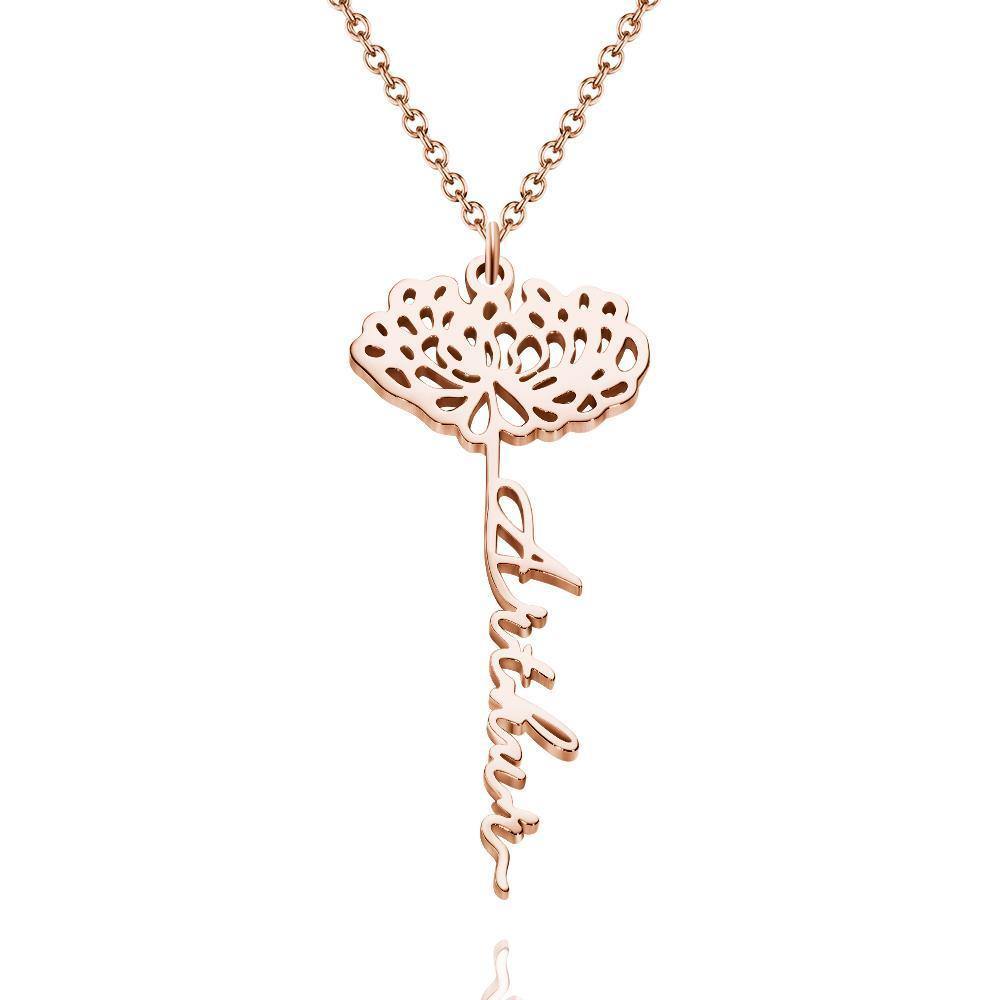 Custom Engraved Necklace Rose Shape Memorial Gift-Rose Gold - yournamenecklace
