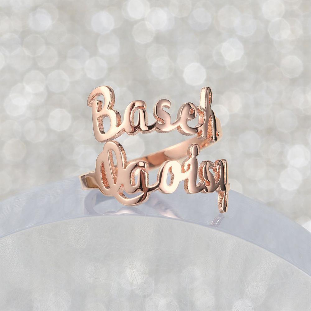Personalised Two Name Ring Rose Gold Plated Silver - yournamenecklaceus
