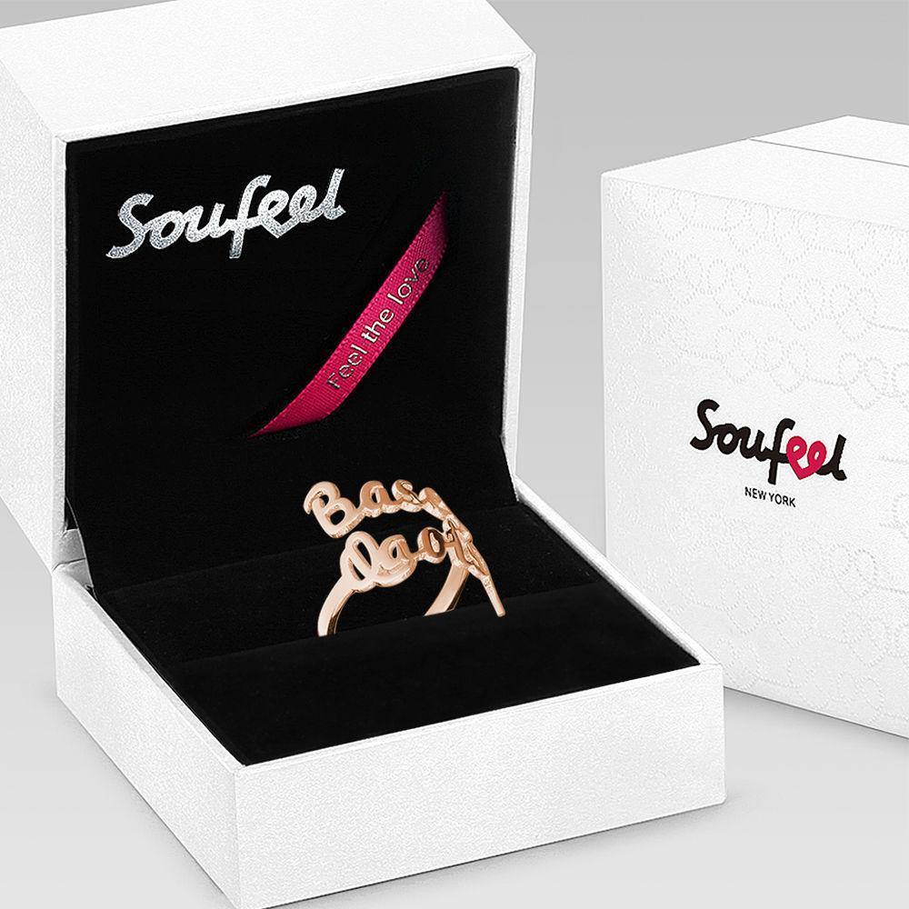 Personalised Two Name Ring Rose Gold Plated Silver - yournamenecklaceus