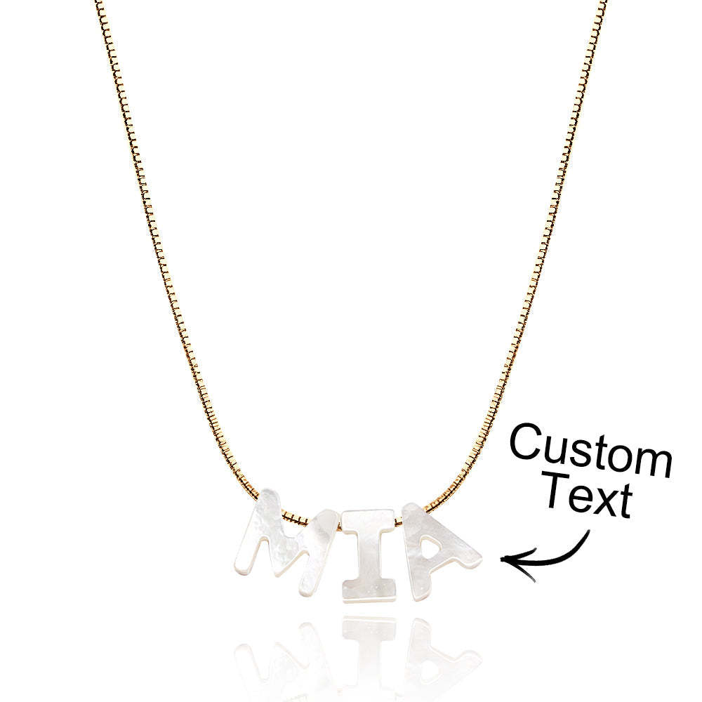 Mother of Pearl Name Necklace Custom Name Silver Necklace - yournamenecklaceau