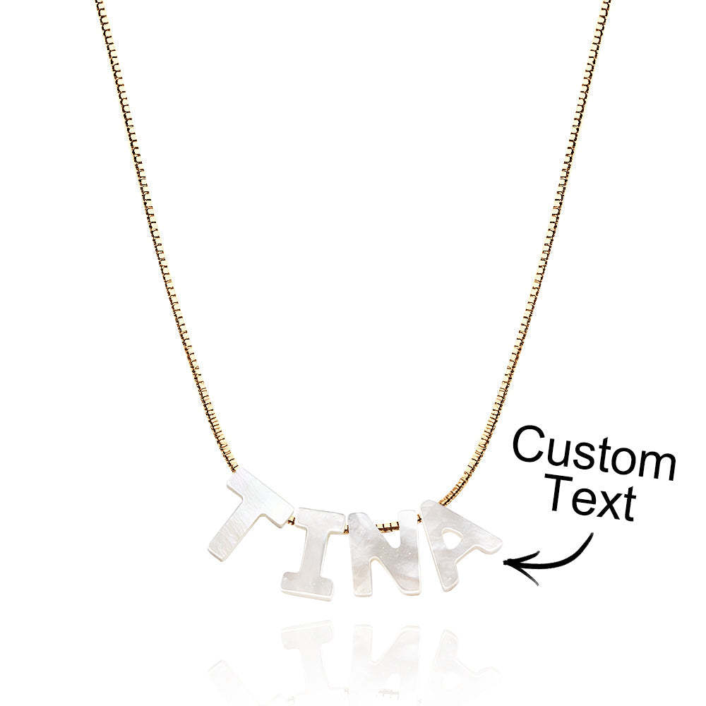 Mother of Pearl Name Necklace Custom Name Silver Necklace - yournamenecklaceau