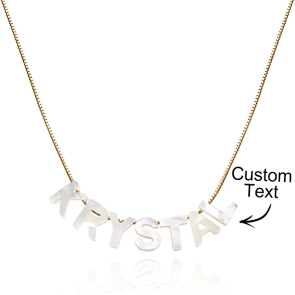 Mother of Pearl Name Necklace Custom Name Silver Necklace - yournamenecklaceau